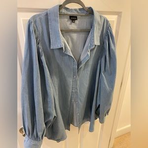 Who What Where (4X) denim long sleeve shirt